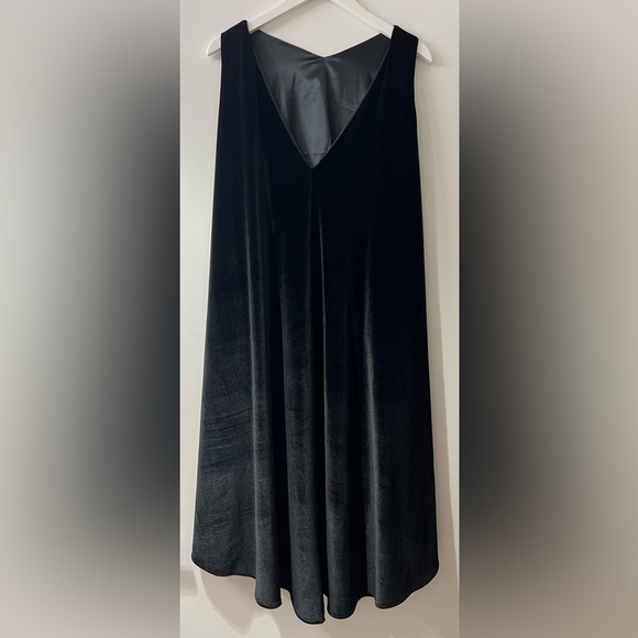 Black Velvet Low Back Drape Dress - Picture 3 of 4